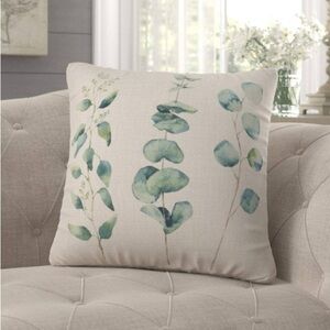 Fennco Styles Botany Collection Eucalyptus Botanical Print Throw Pillow NWOT